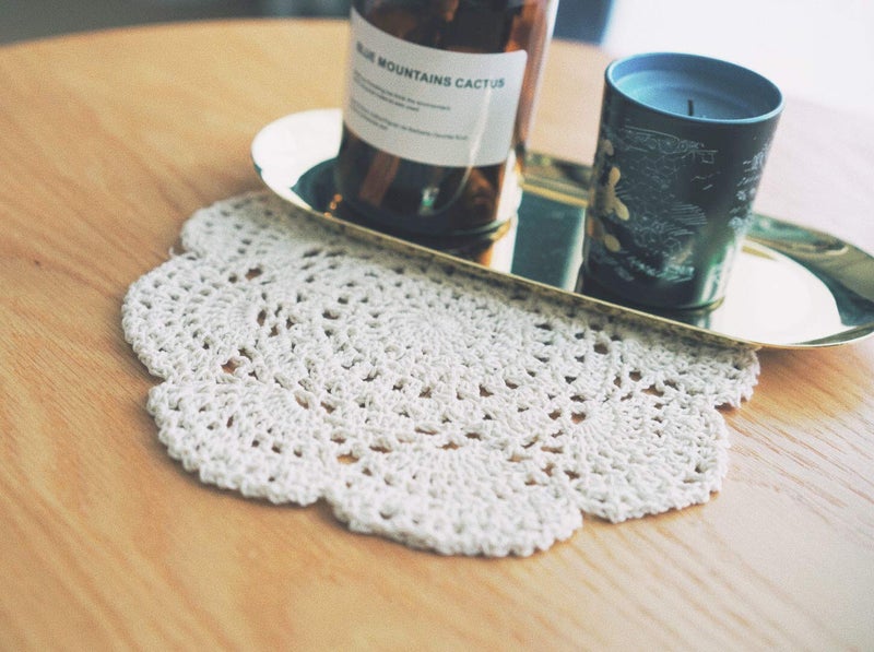 Phantomon 8 Inch Doilies Crochet Round Lace Doily Handmade Placemats 100% Cotton Crocheted Coasters, Pack of 4 (Beige) - Image 2